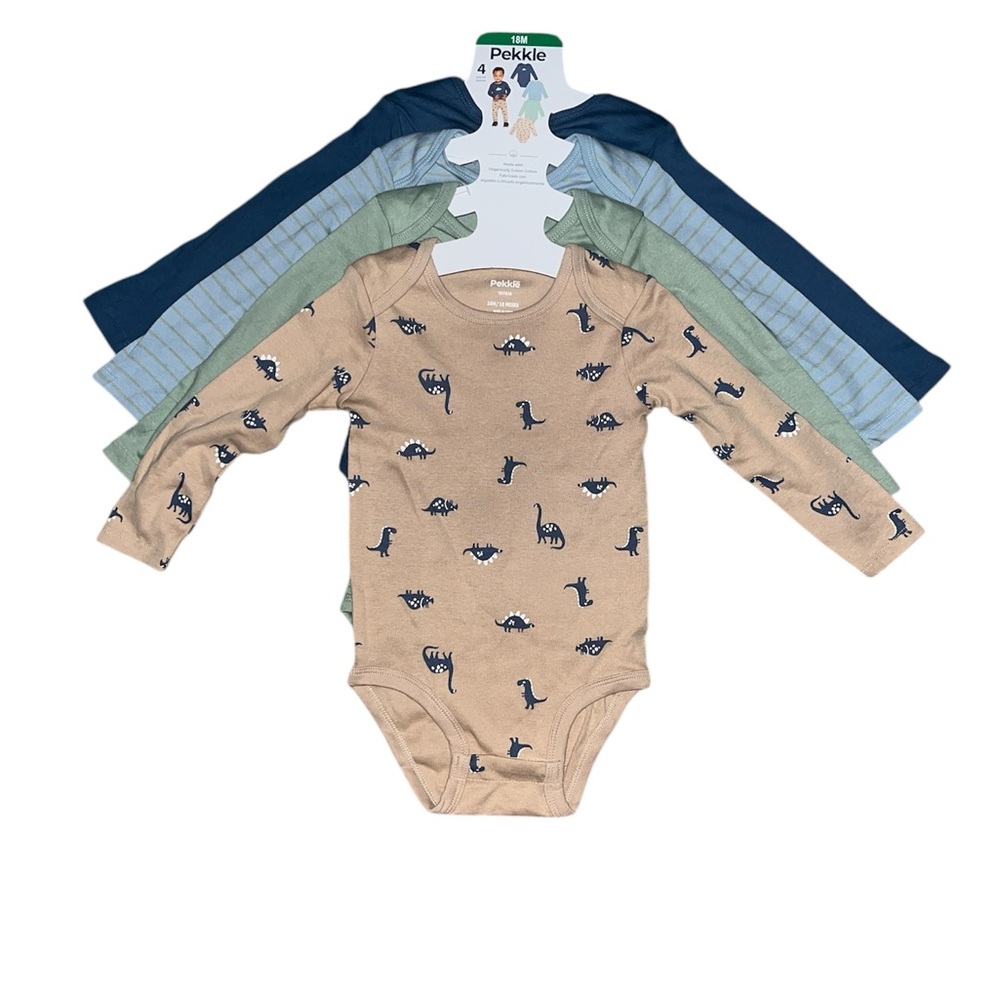 Dinosaur, Striped and Solid Long Sleeve Bodysuits